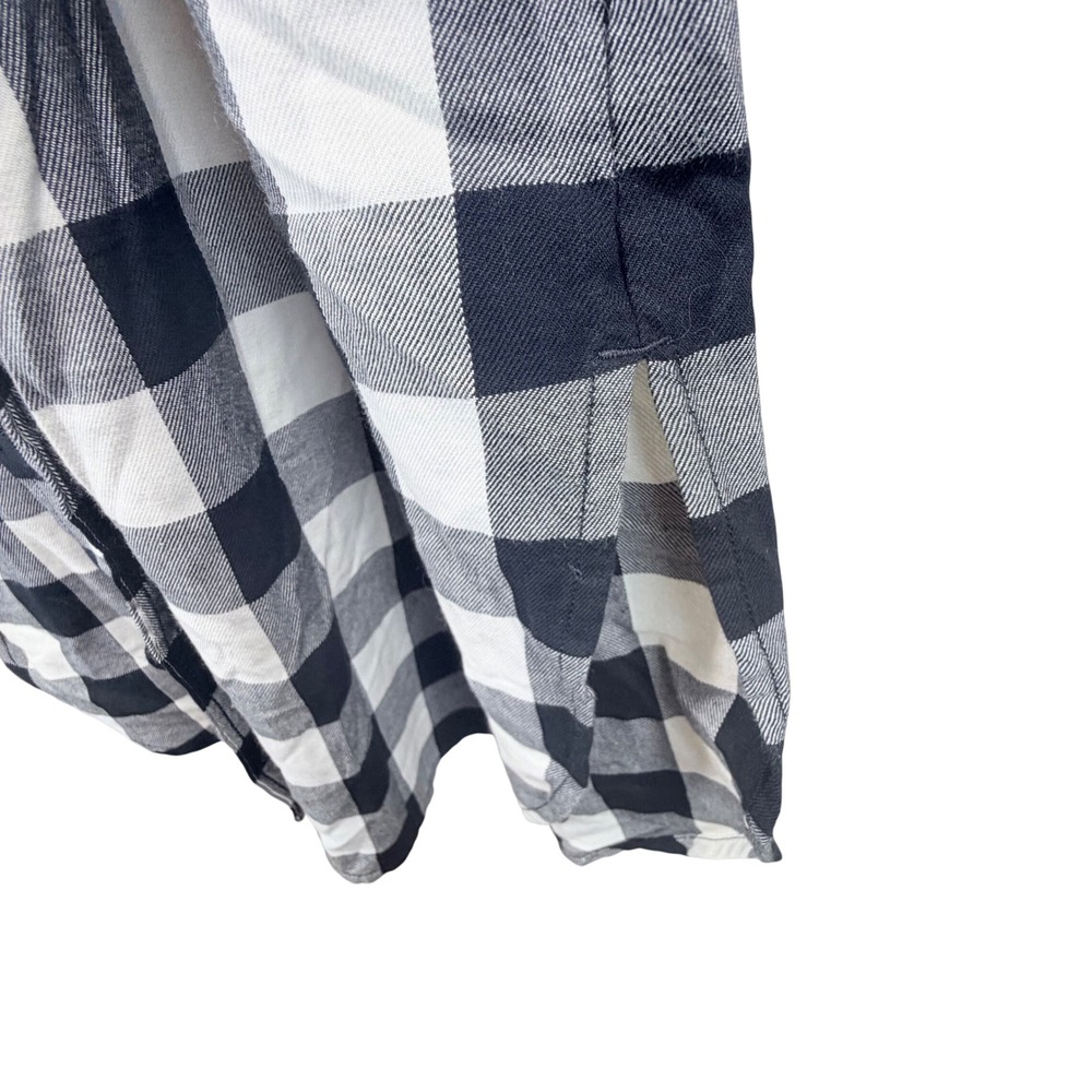Lauren Ralph Lauren Buffalo Plaid Cotton Shirt Dress Black White 6 Preppy Midi - Picture 11 of 14